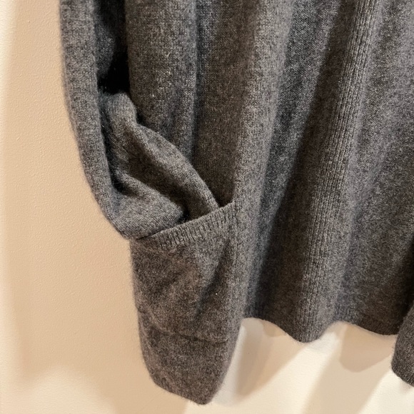 BUTTERY SOFT 100% cashmere grey gray open cardigan with pockets new no tags - Picture 3 of 6